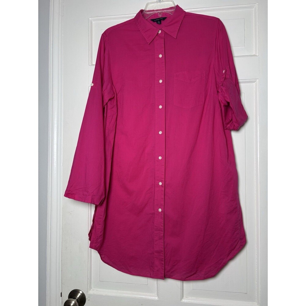 Lands' End Women’s 10-12 Adjustable Slvs Fuchsia/Pink Swim Cover Up